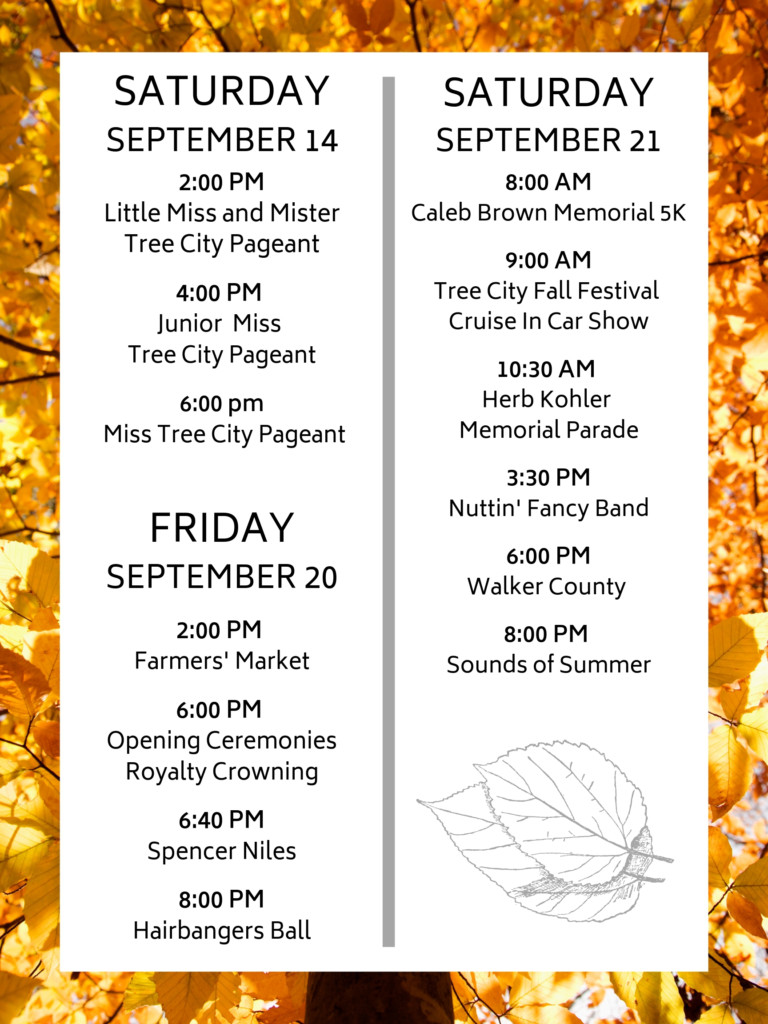 Festival Schedule Tree City Fall Festival